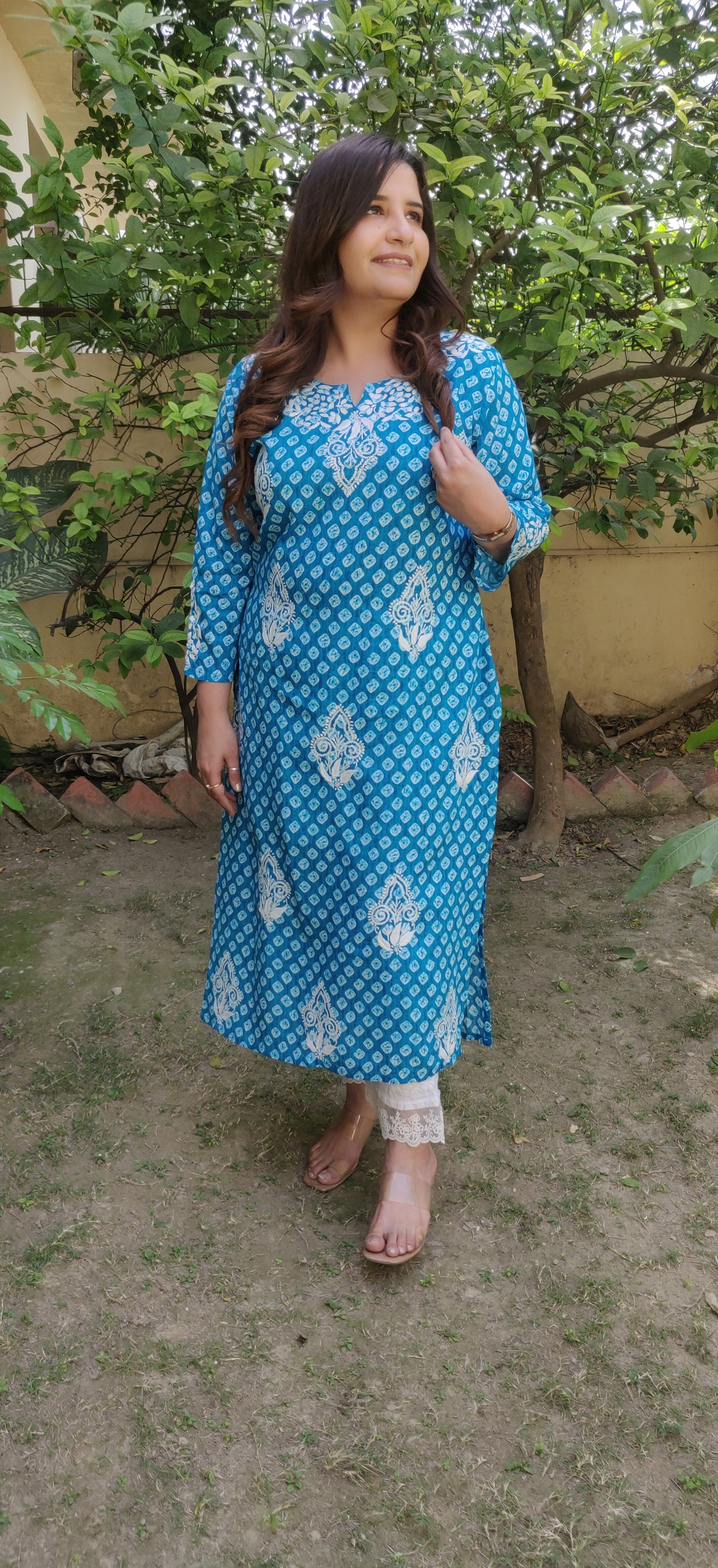 Sky Blue Cotton Chikankari Kurta