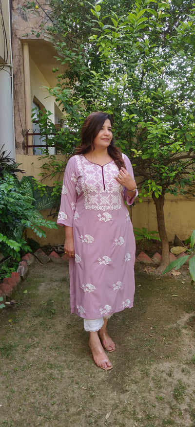 Lavender Modal Chikankari Kurta