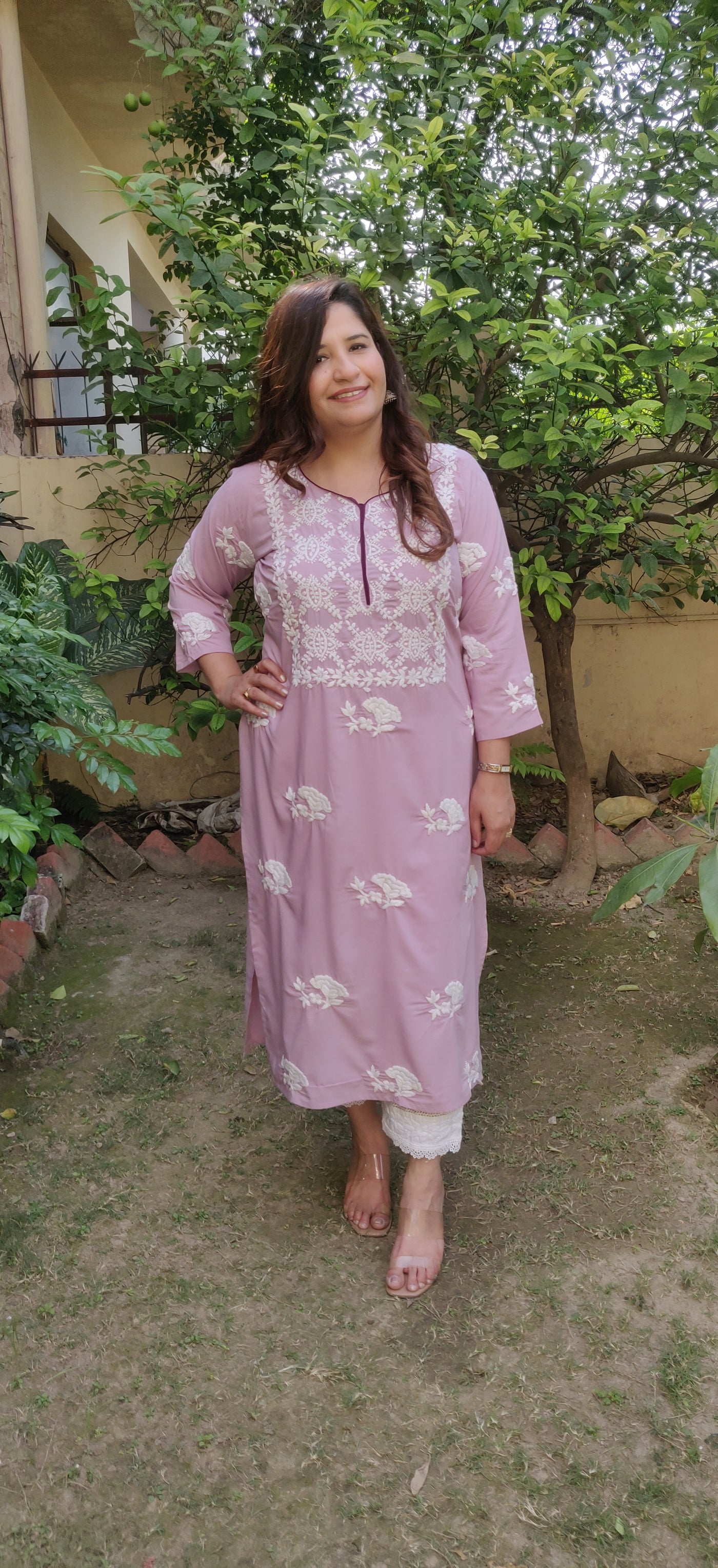 Lavender Modal Chikankari Kurta