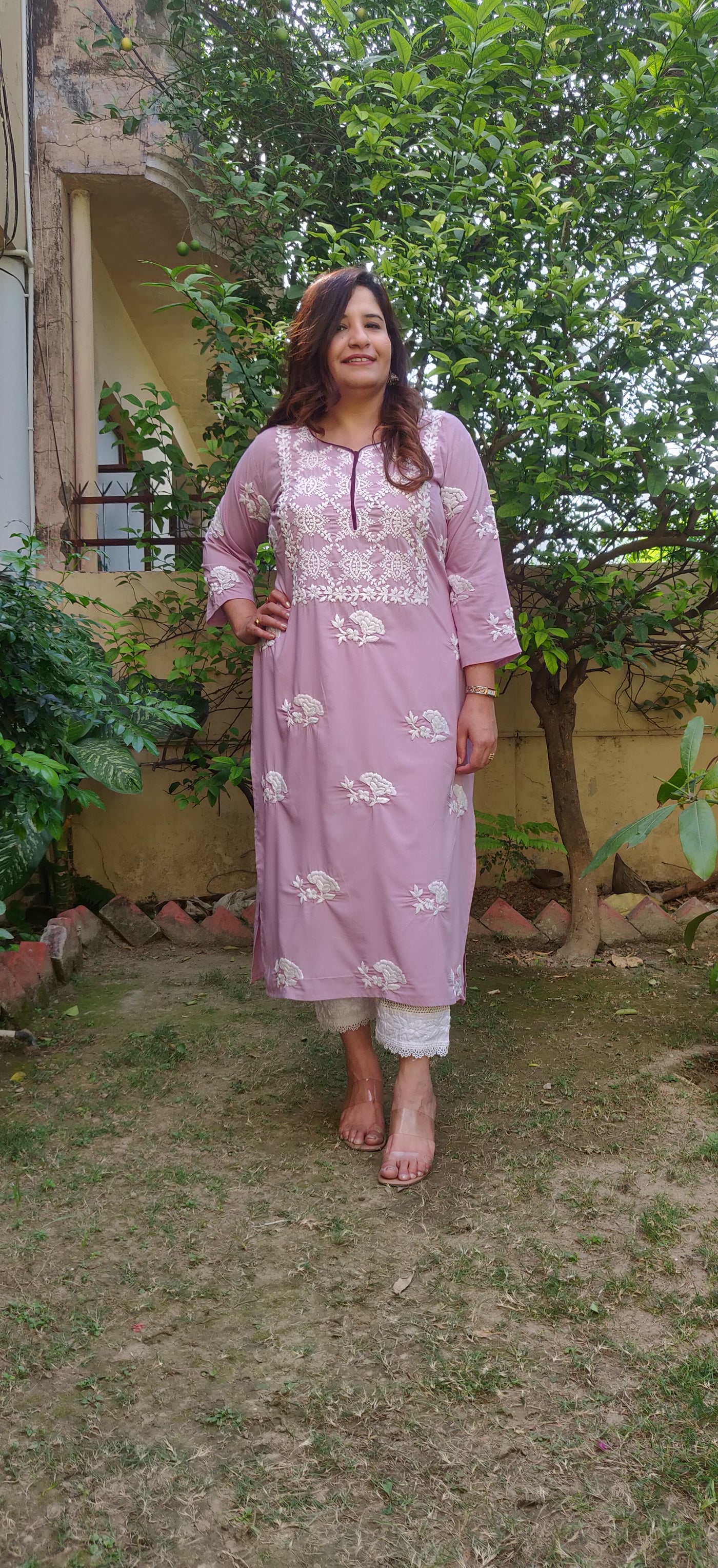 Lavender Modal Chikankari Kurta