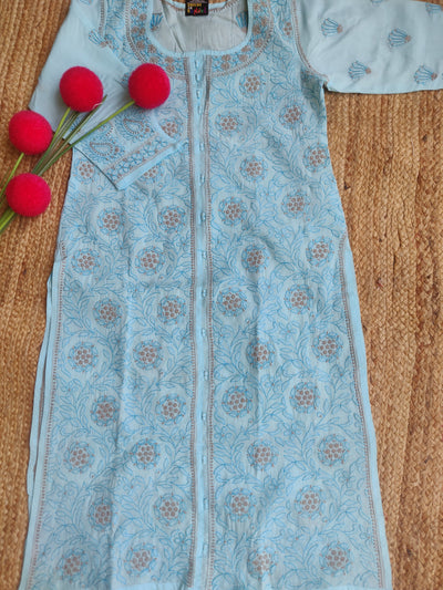 Sky Blue cotton Chikankari Kurta