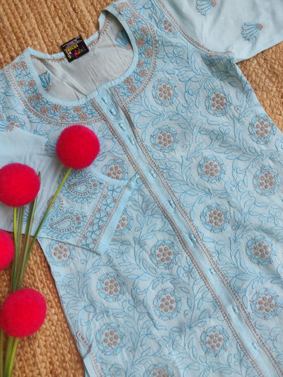 Sky Blue cotton Chikankari Kurta