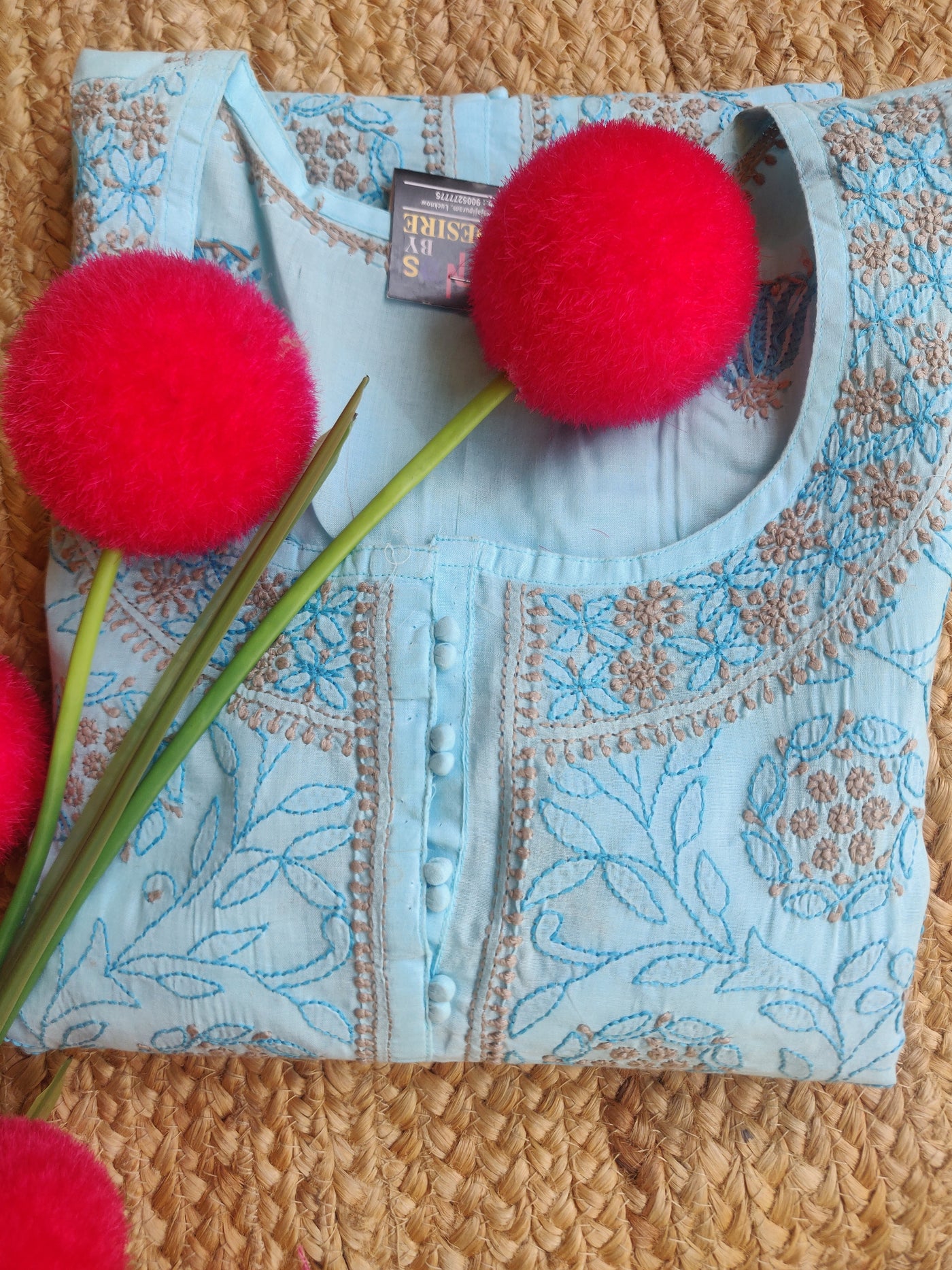 Sky Blue cotton Chikankari Kurta