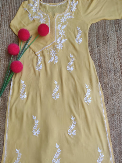 Light yellow Reyon Chikankari Kurta