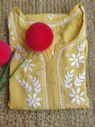 Light yellow Reyon Chikankari Kurta