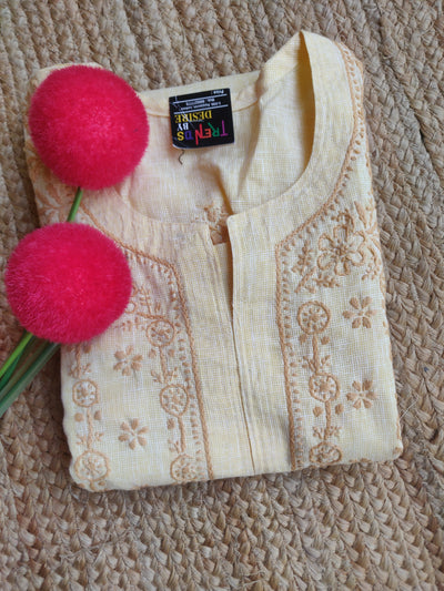 Beige cotton Chikankari Kurta