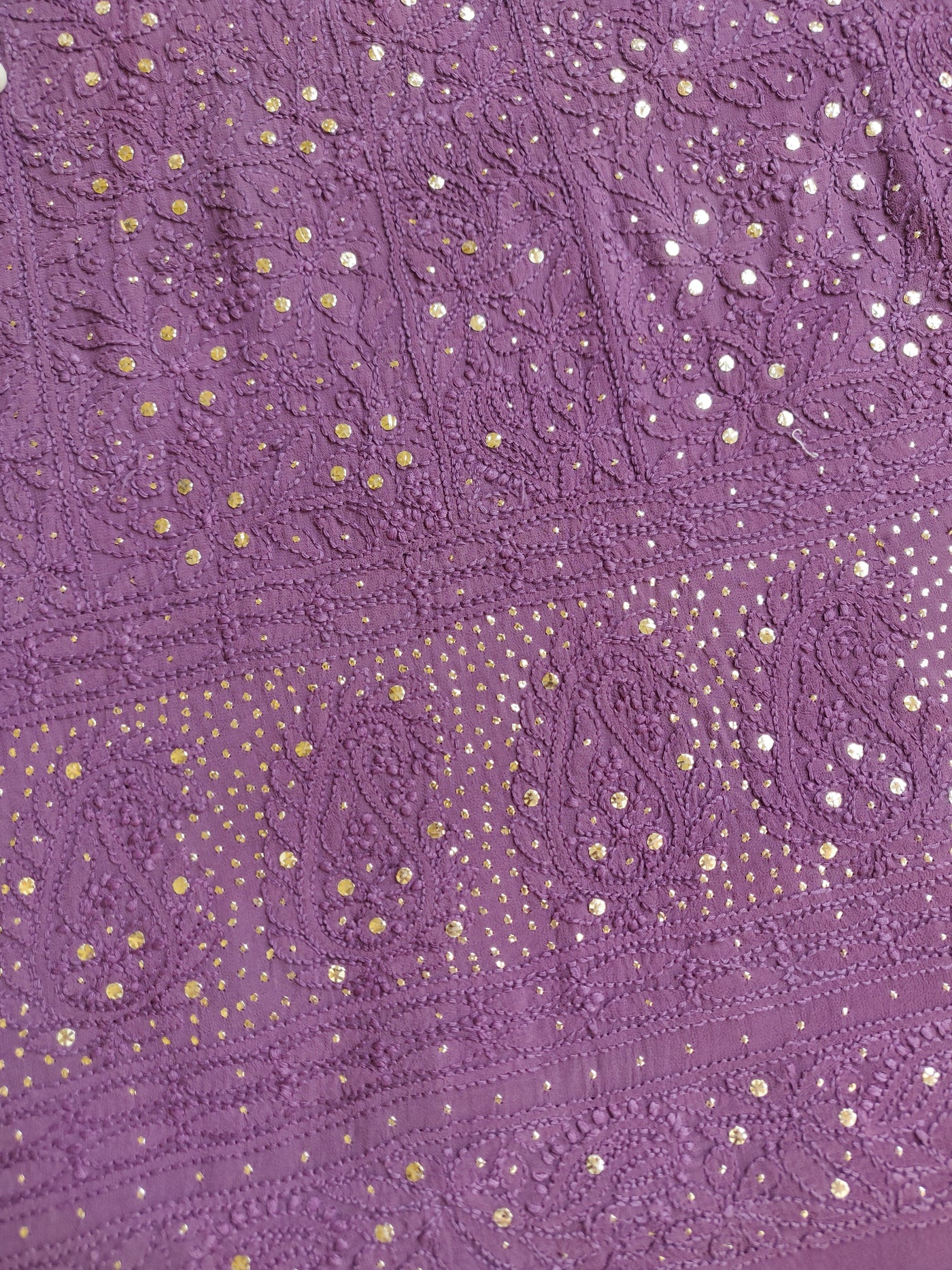 Wine Pure Georgette Chikankari Kurta Dupatta Fabric