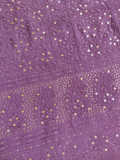 Wine Pure Georgette Chikankari Kurta Dupatta Fabric