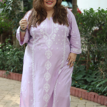 Lavender Rayon Chikankari Kurta