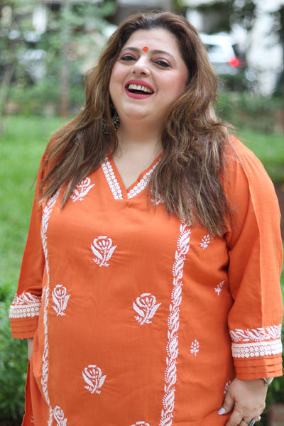 Orange Chikankari Co-Ord Set