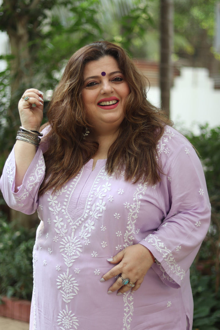 Lavender Rayon Chikankari Kurta