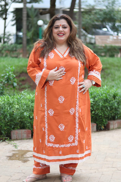 Orange Chikankari Co-Ord Set