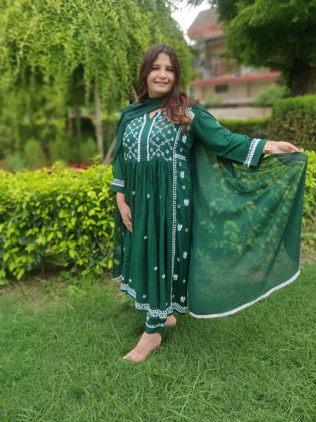 Green Chiffon Pure Dupatta
