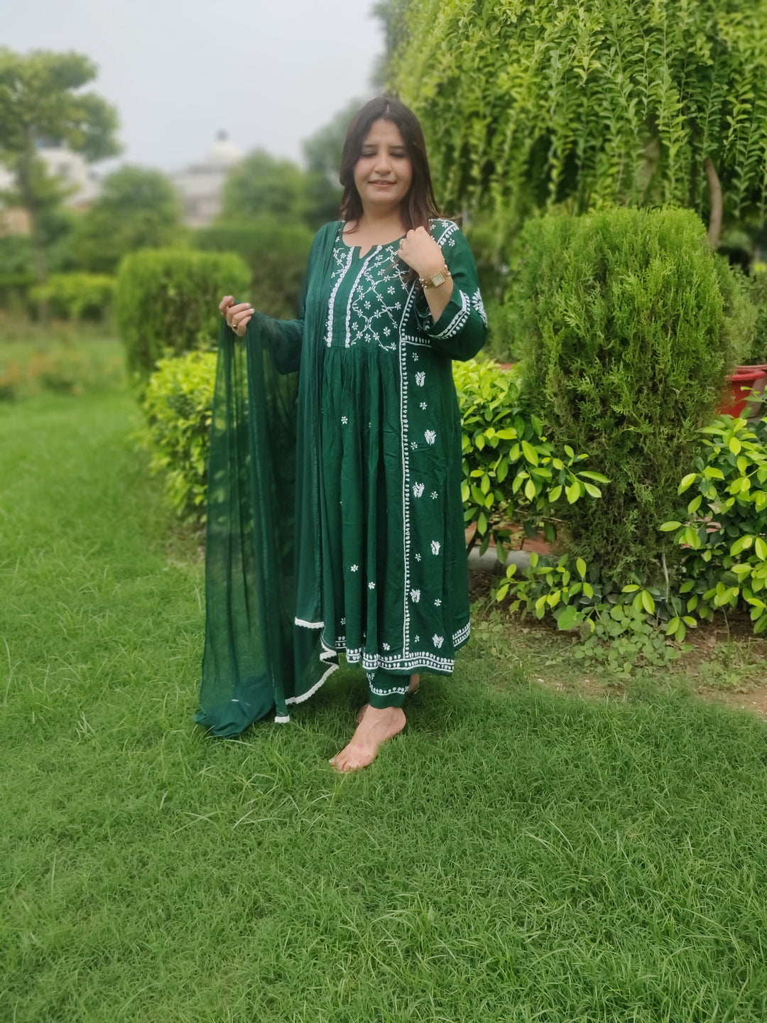 Green Chiffon Pure Dupatta