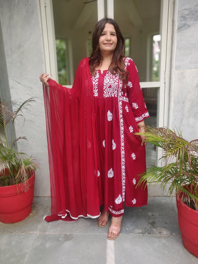 Maroon Chiffon Pure Dupatta