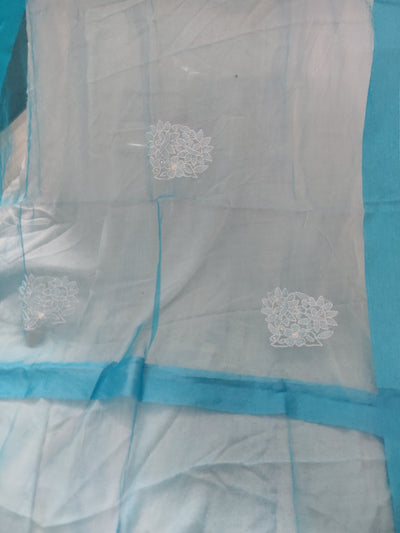 Sky Blue Chikankari organza Dupatta