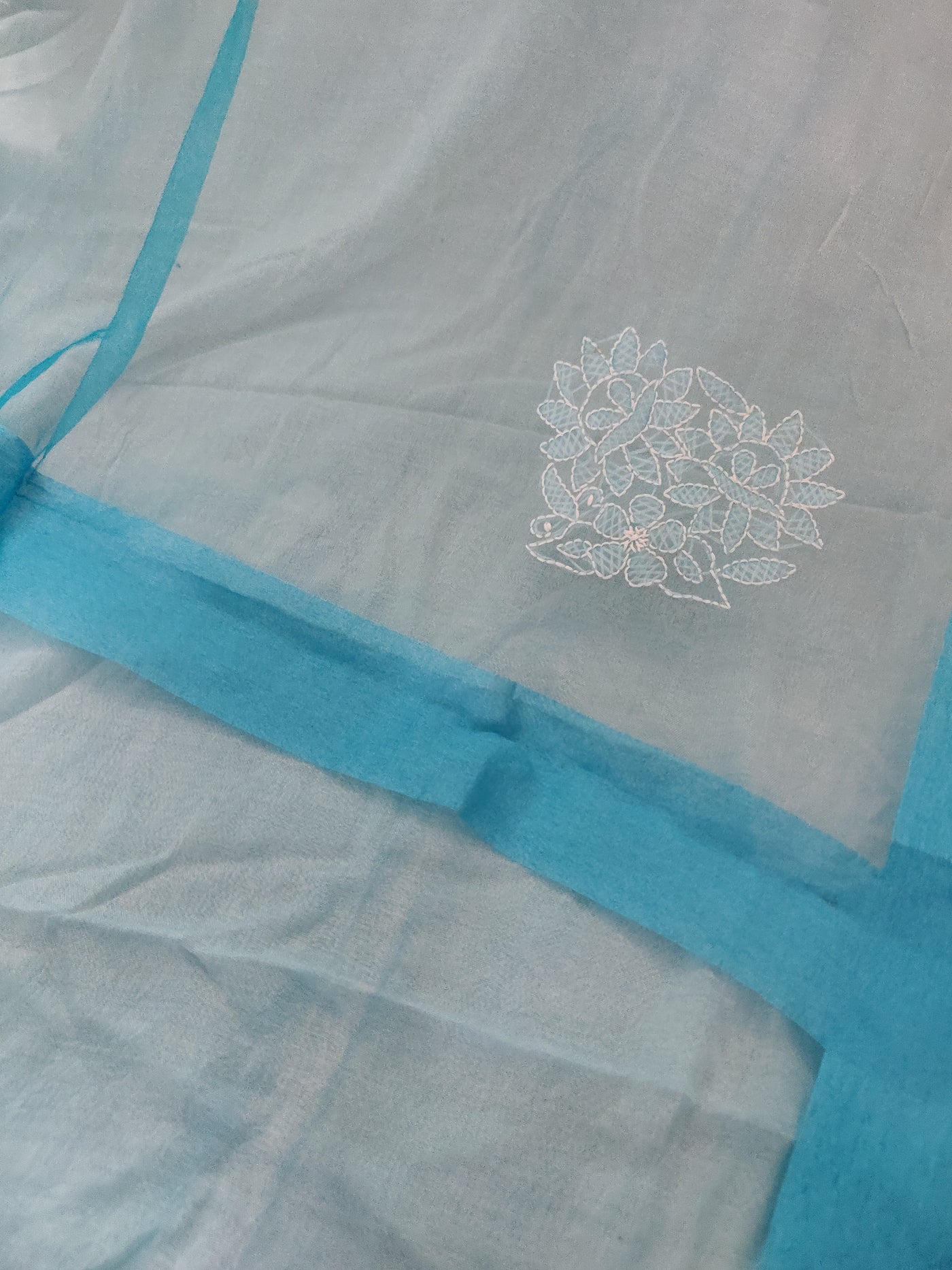 Sky Blue Chikankari organza Dupatta