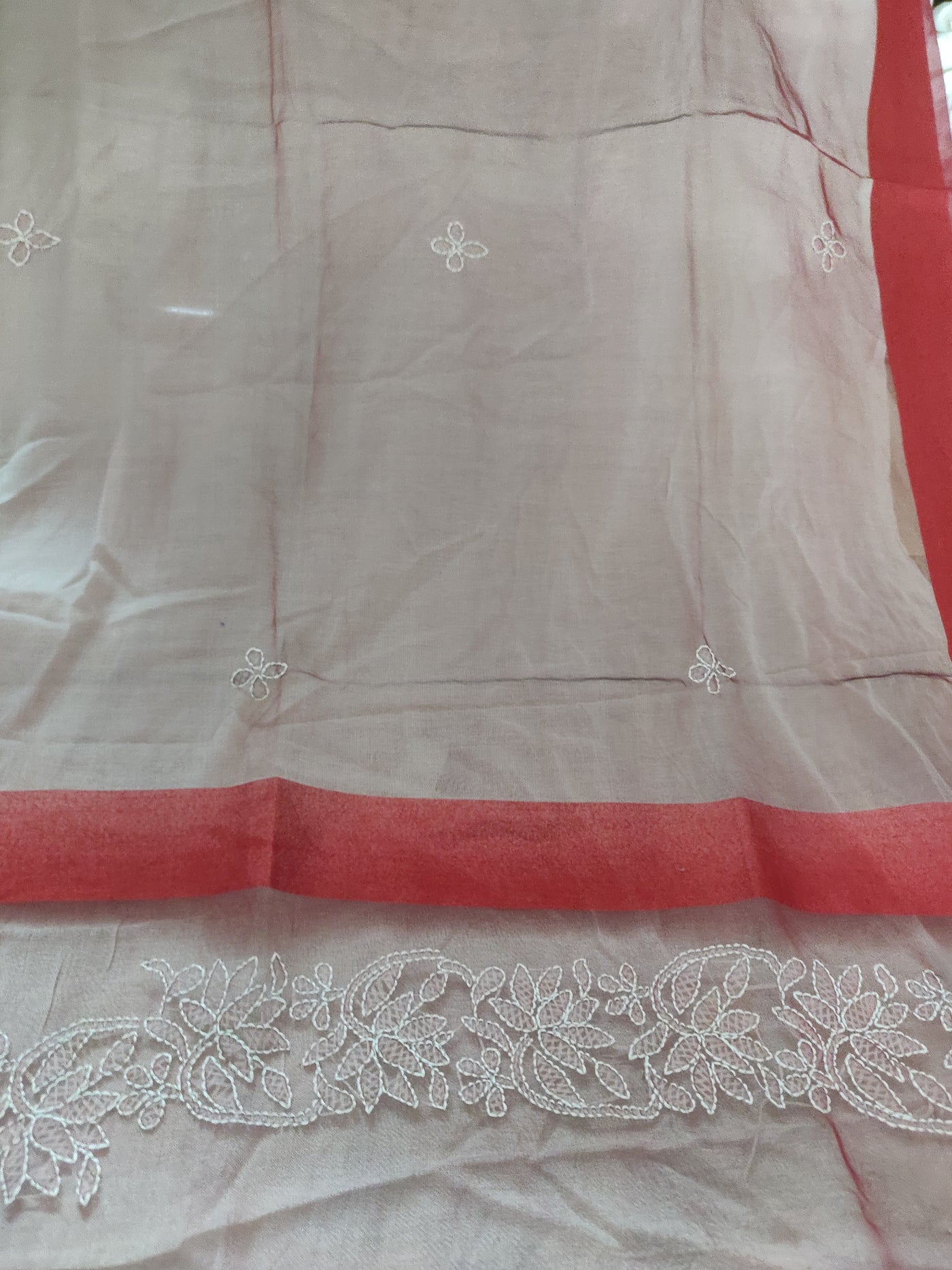 Red Chikankari organza Dupatta