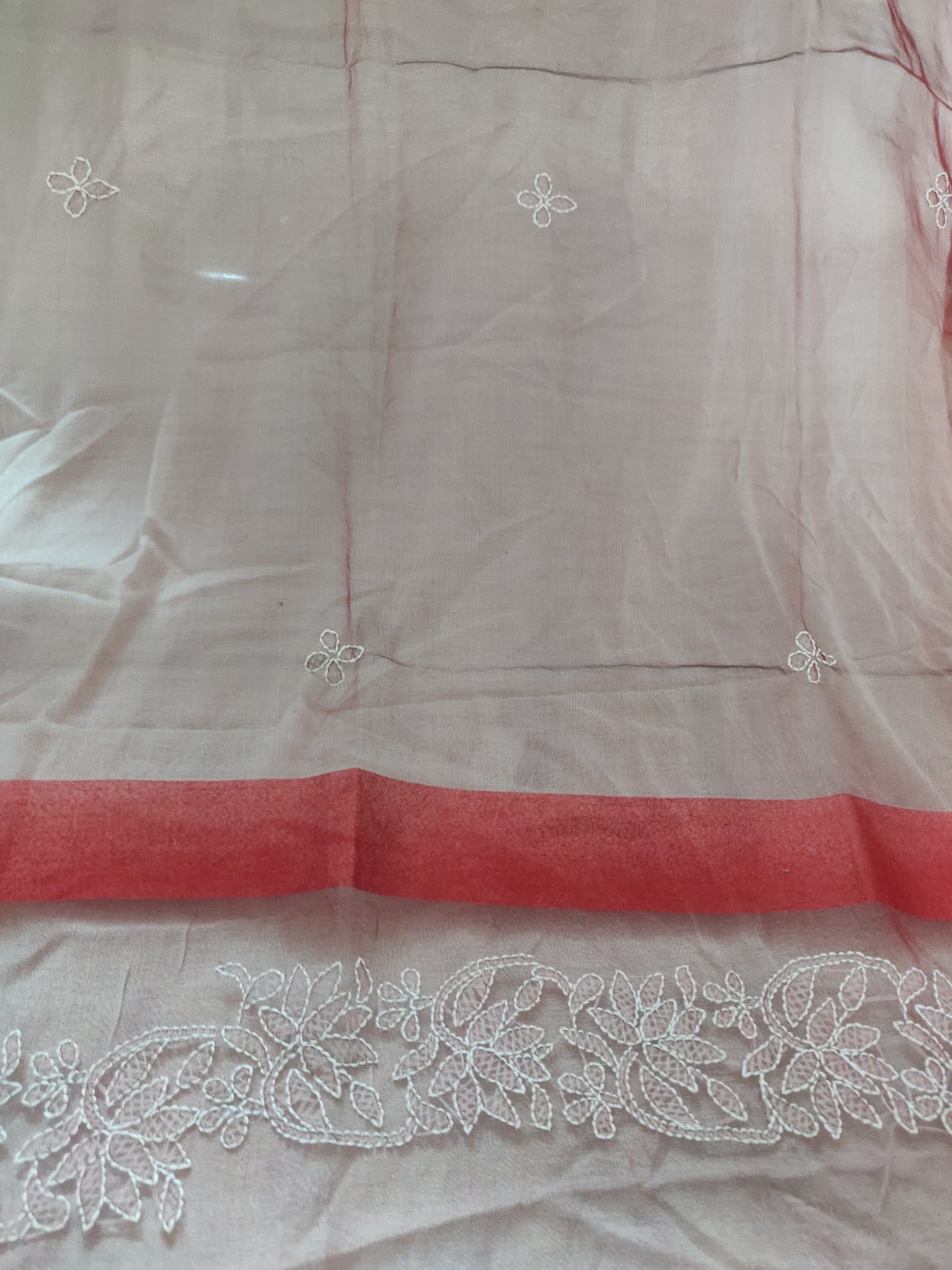 Red Chikankari organza Dupatta