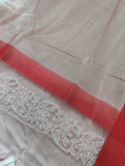 Red Chikankari organza Dupatta