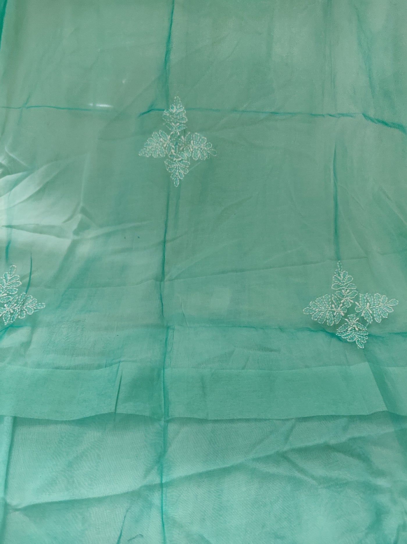 Sea Green Chikankari organza Dupatta