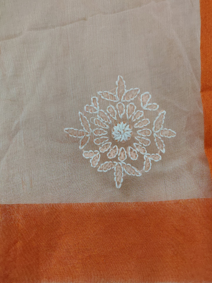 Orange Chikankari organza Dupatta