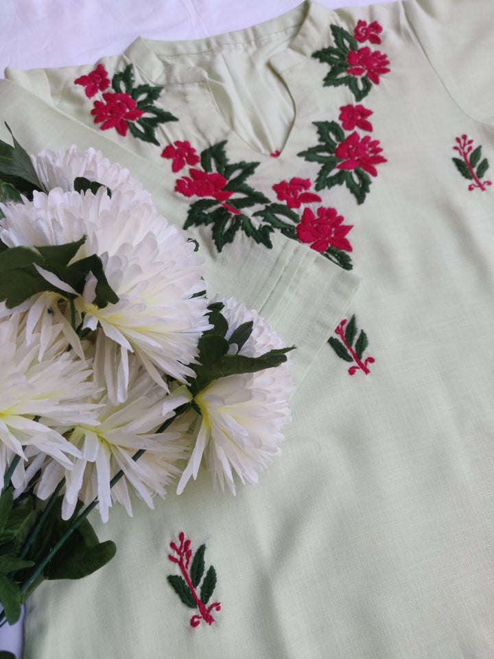 Pista Green Chikankari Co-Ord Set