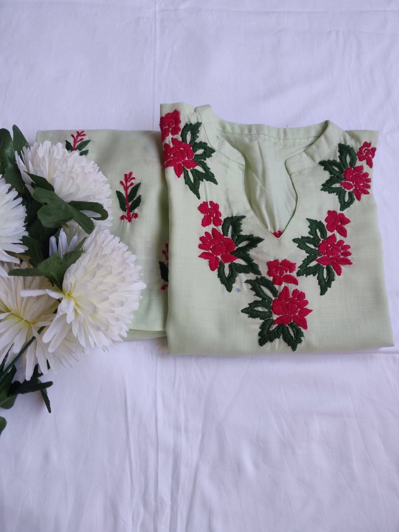 Pista Green Chikankari Co-Ord Set -Custom Made