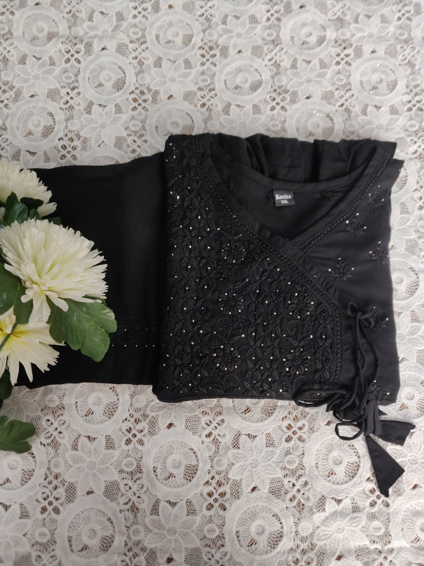 Black A -Line Chikankari Set