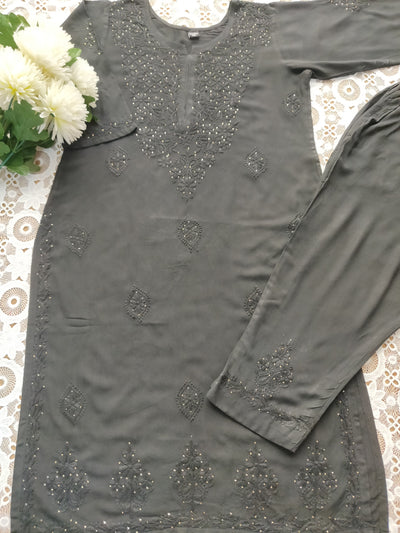 Black Rayon Chikankari Set