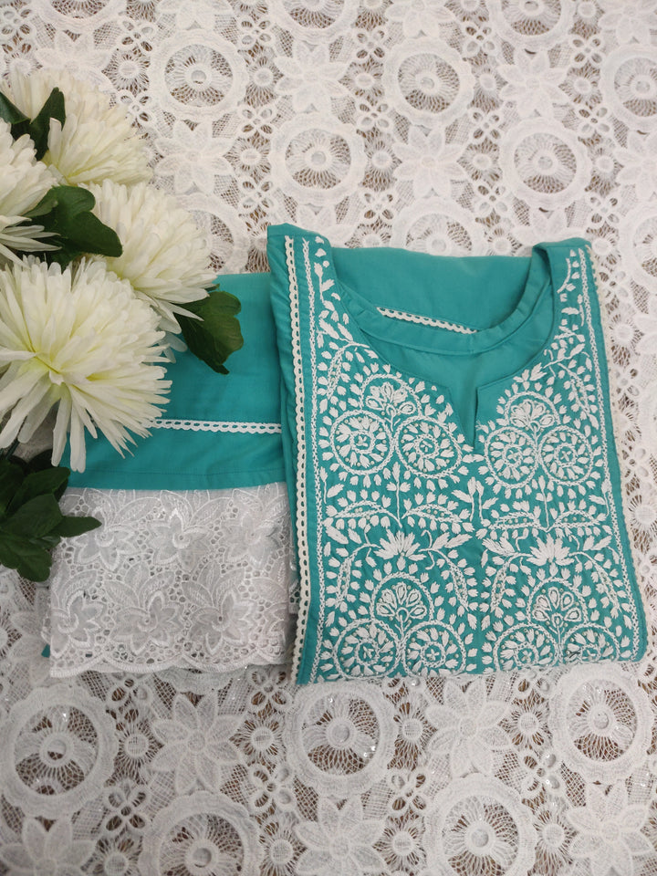 Sky blue Rayon Chikankari Set