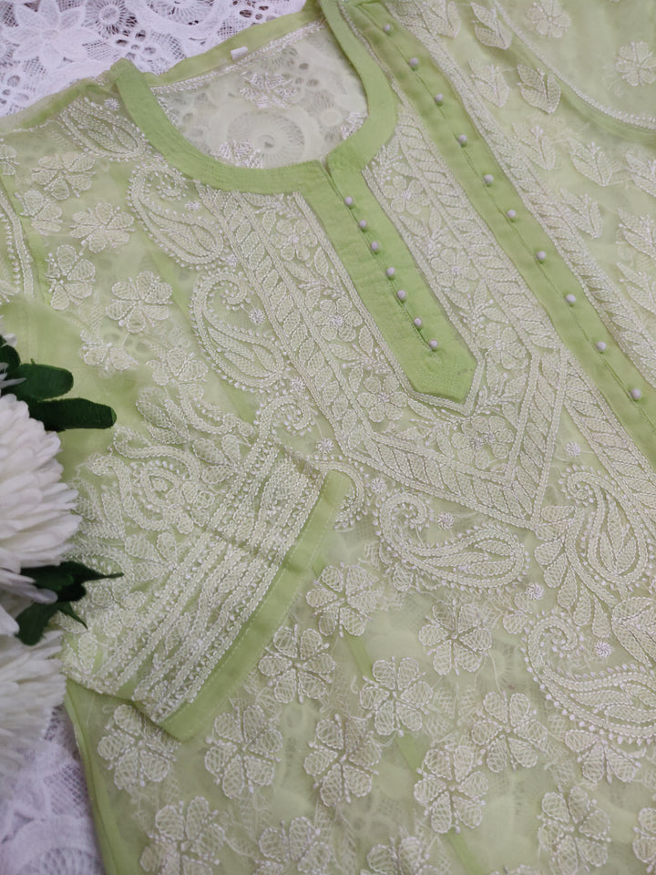 Sea Green Georgette Chikankari kurta