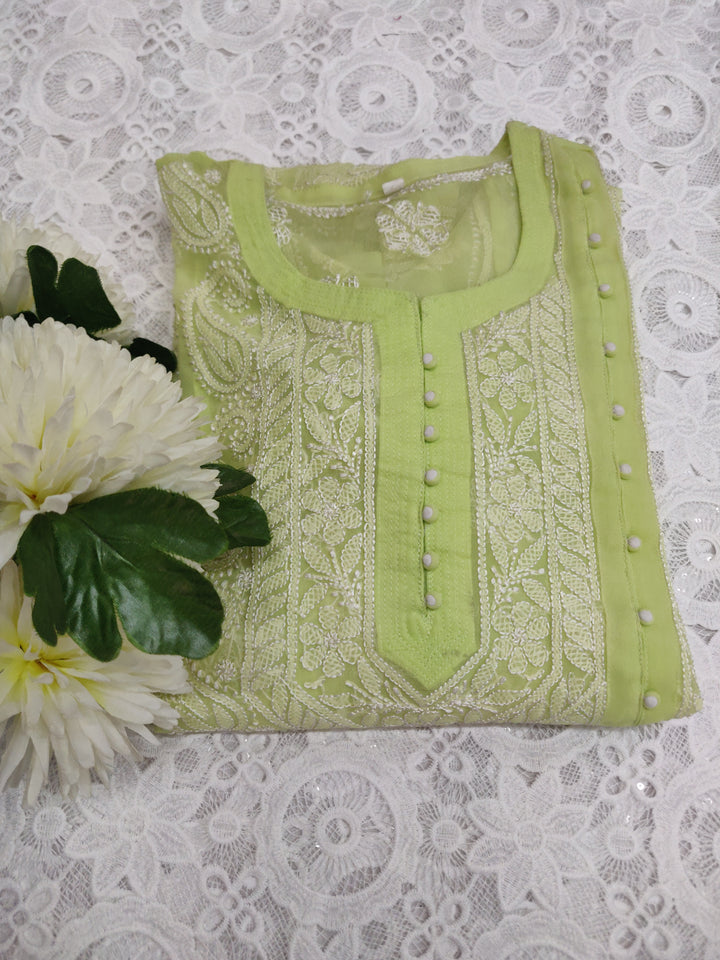 Sea Green Georgette Chikankari kurta