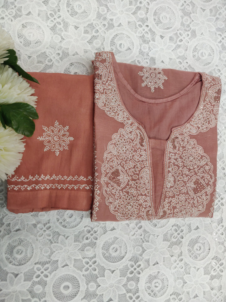 Light Brown Chanderi Chikankari Set