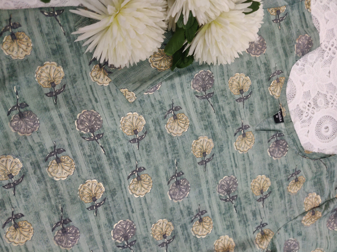 Light Green Printed Cotton kurta