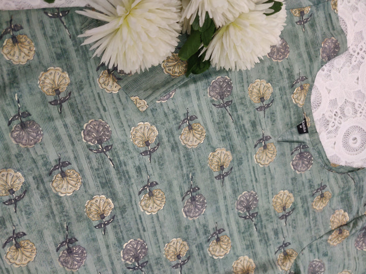 Light Green Printed Cotton kurta