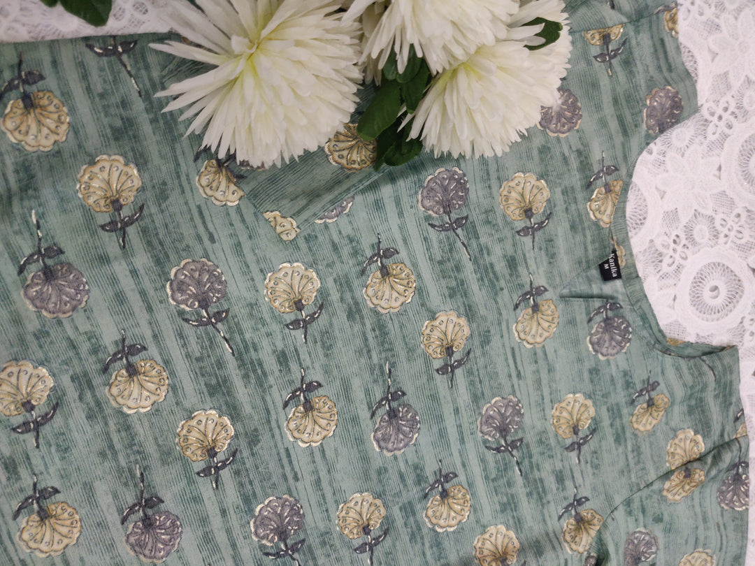 Light Green Printed Cotton kurta