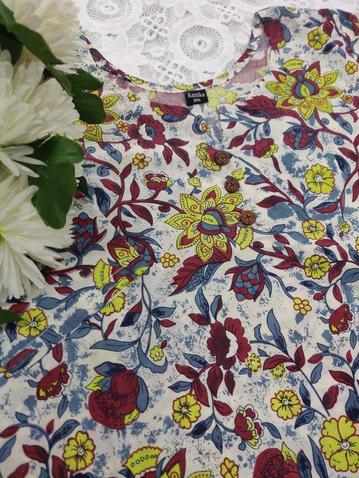 Multi Printed Cotton Short kurta
