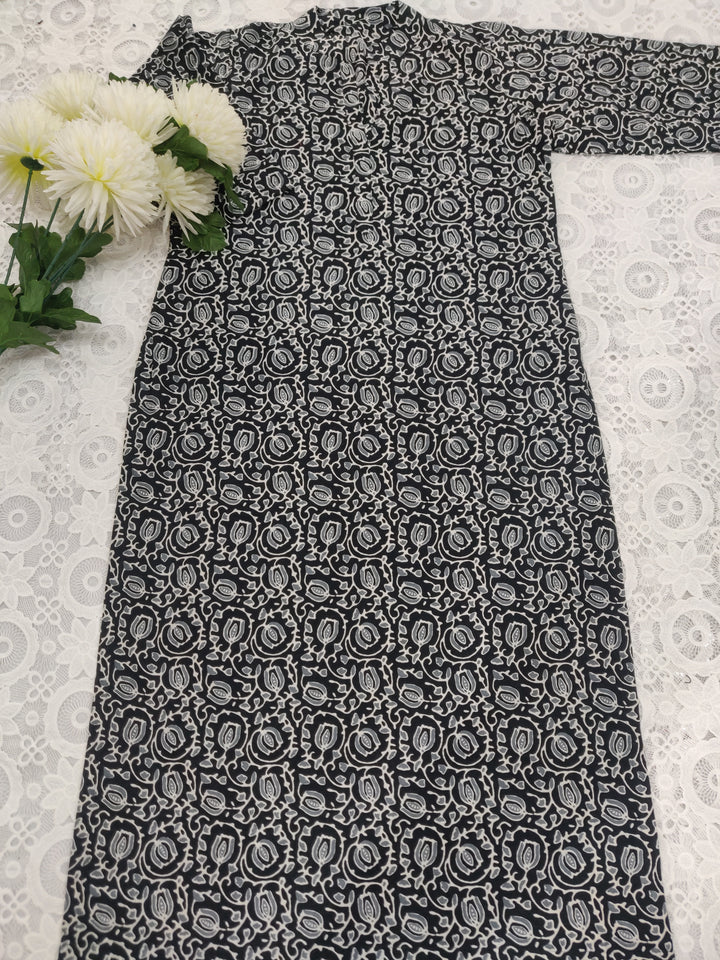 Black Printed Cotton kurta