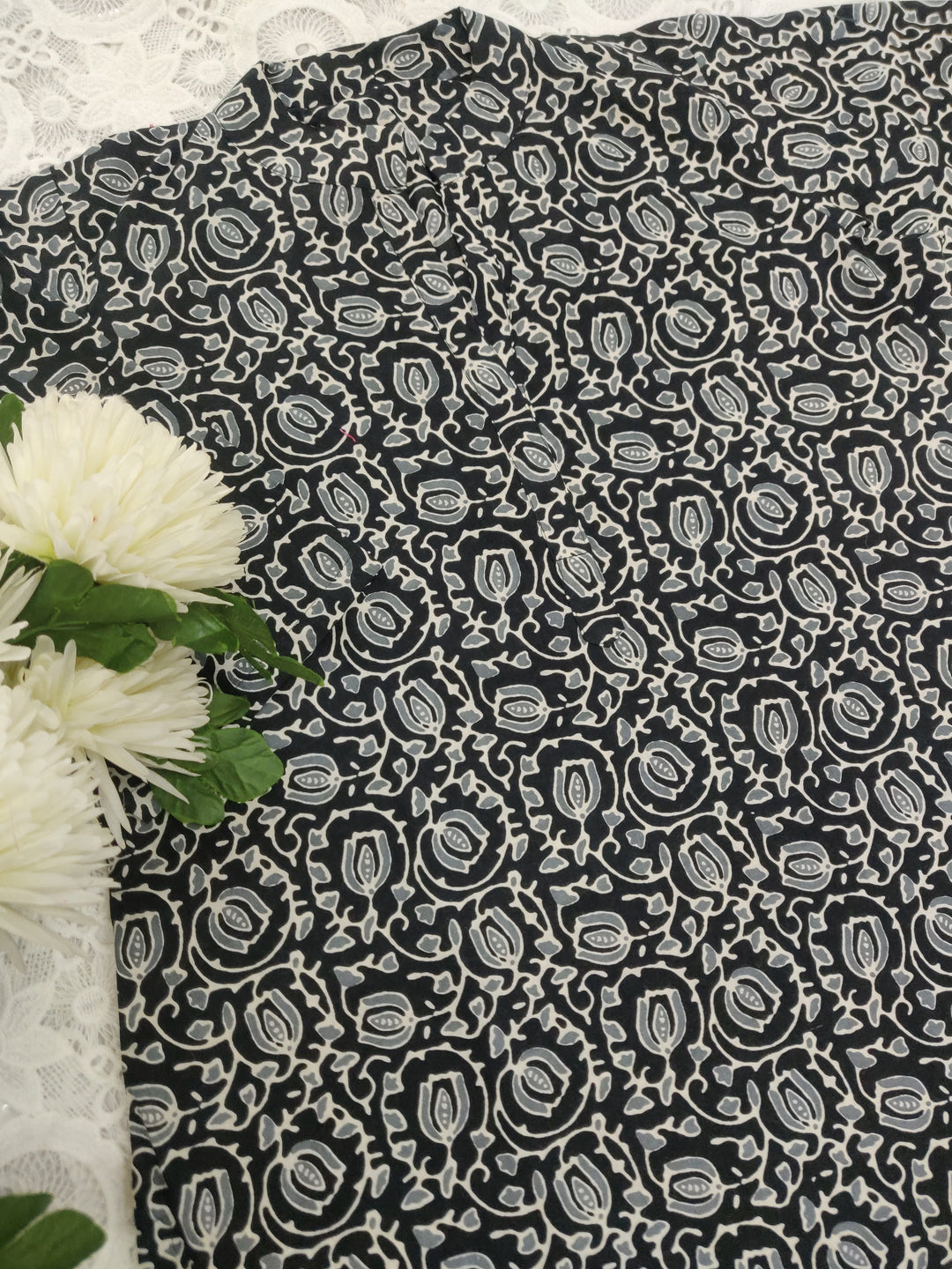 Black Printed Cotton kurta