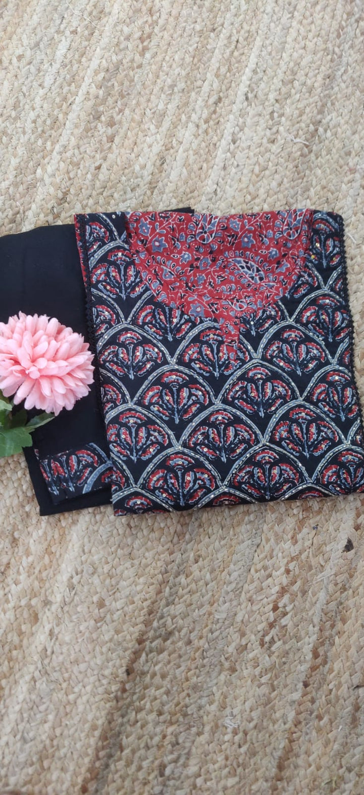 Maroon our Black Printed Cotton Set