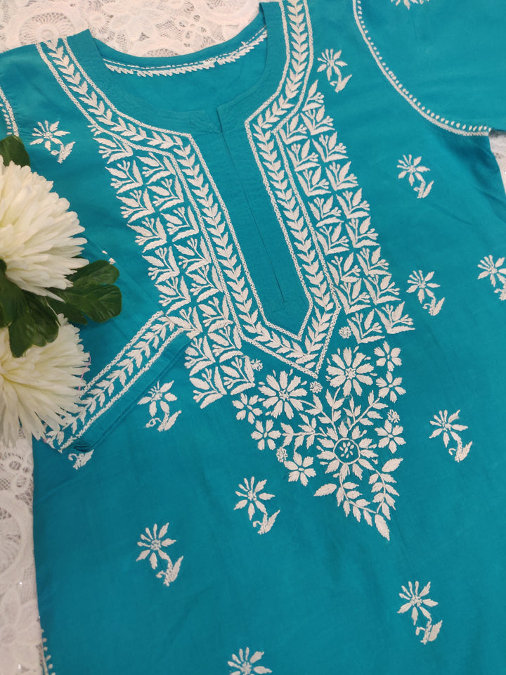 Sky Blue Rayon Chikankari kurta