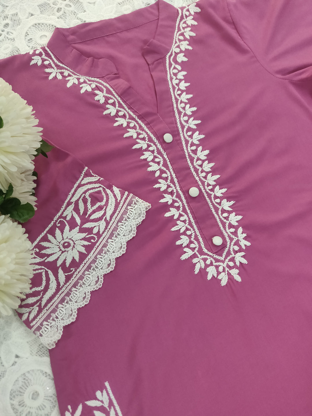 Dark Mouve Modal Chikankari Co-ord Set