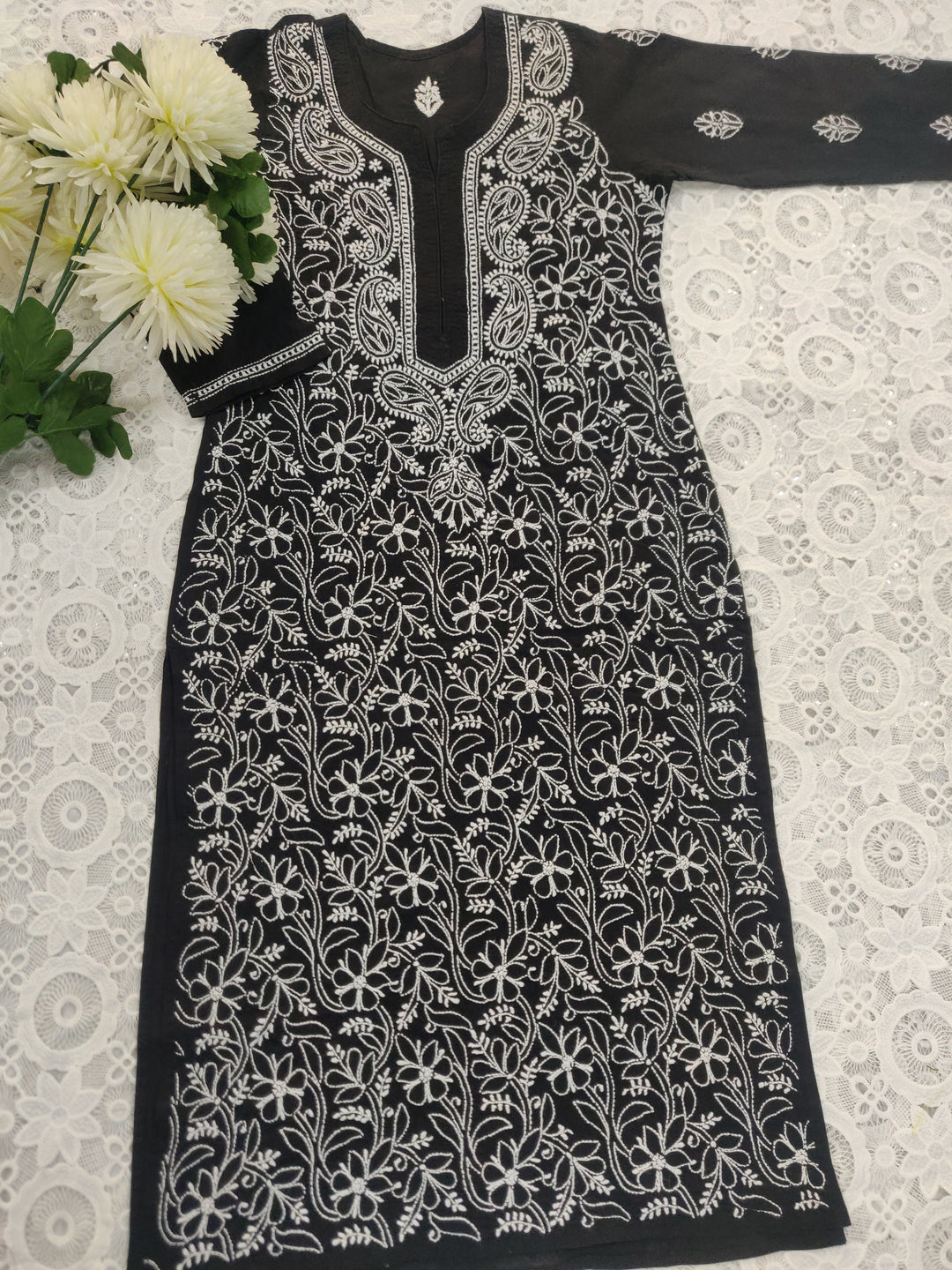Black Cotton Chikankari kurta