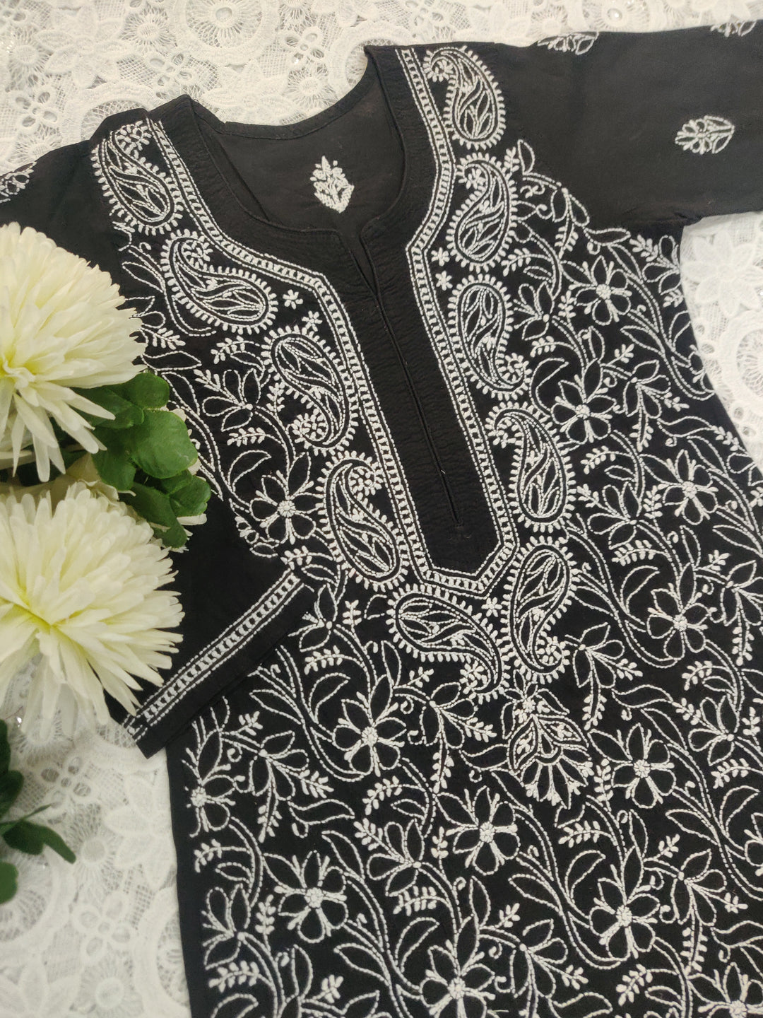 Black Cotton Chikankari kurta