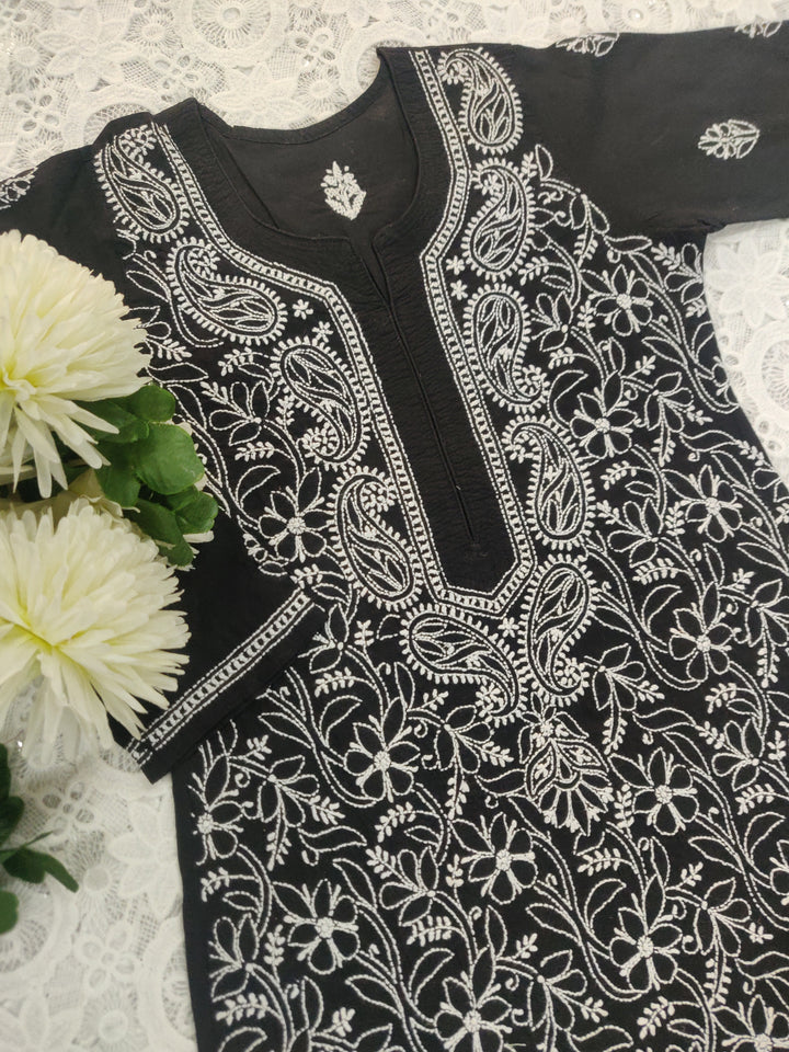 Black Cotton Chikankari kurta