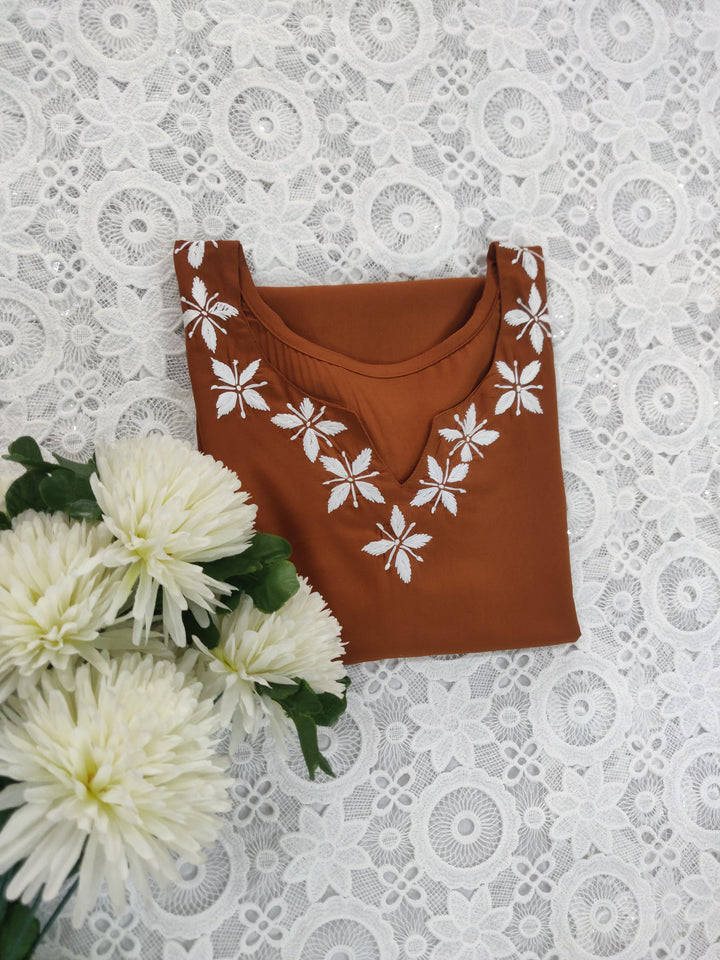 Rust Modal Chikankari Short kurta