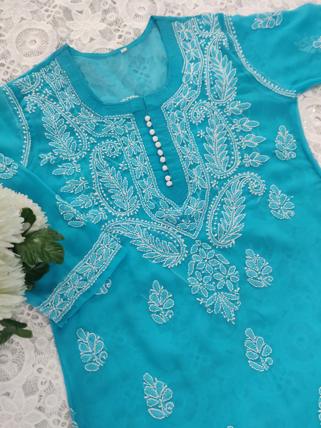 Blue Georgette Chikankari kurta