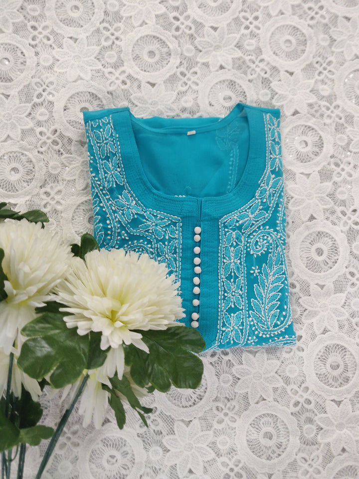 Blue Georgette Chikankari kurta