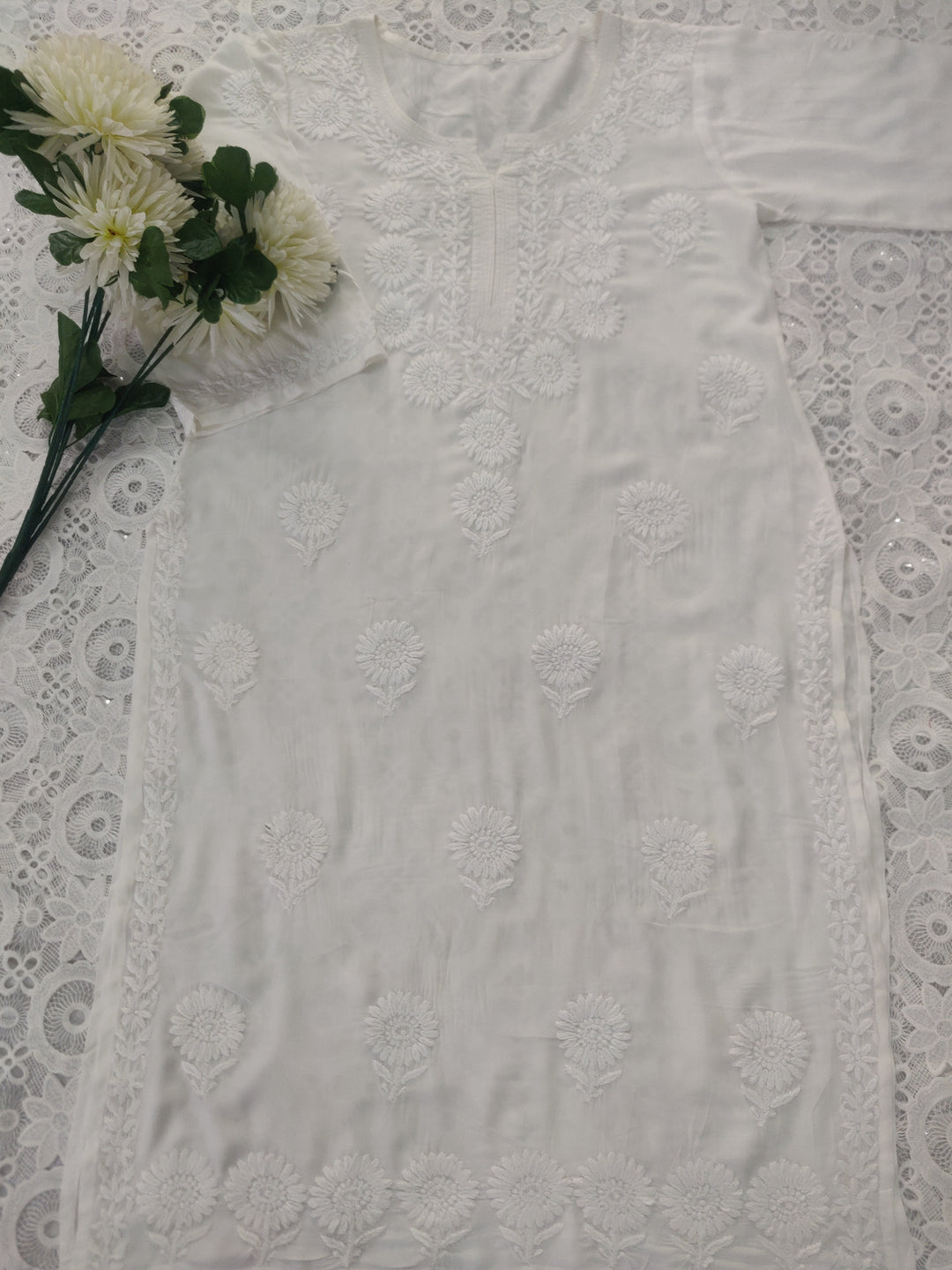 White Modal Chikankari kurta